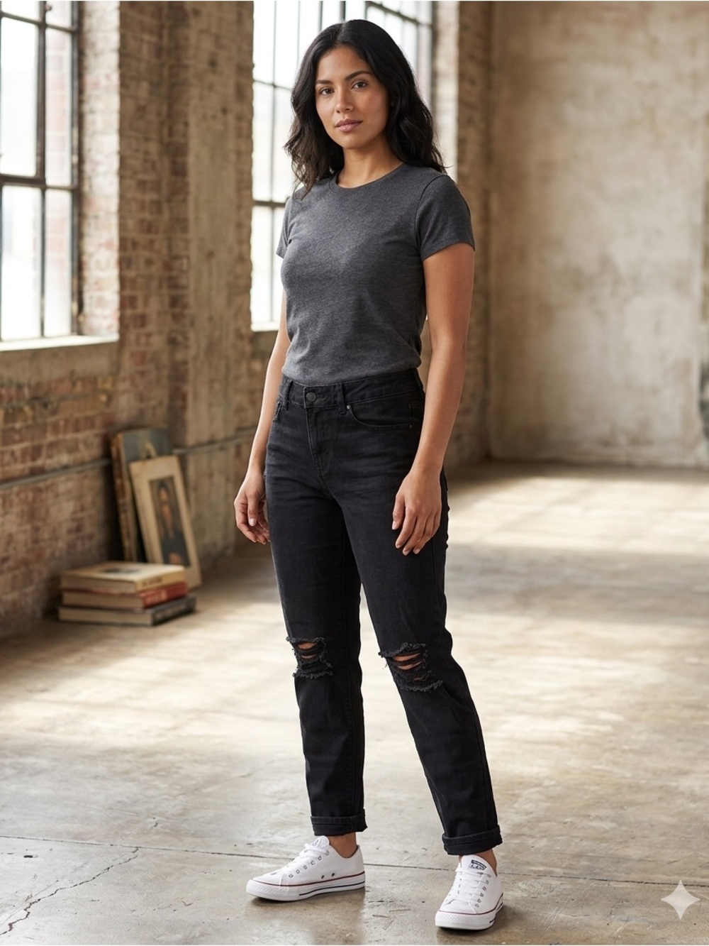 Refuge Women’s  Black Denim Distressed Jeans